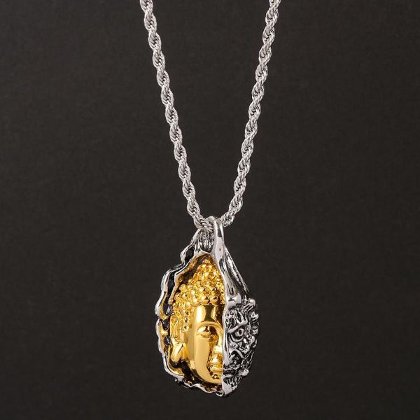 

pendant necklaces trendy men's silver color necklace men buddha and demons pendants sakyamuni punk style friendship gifts
