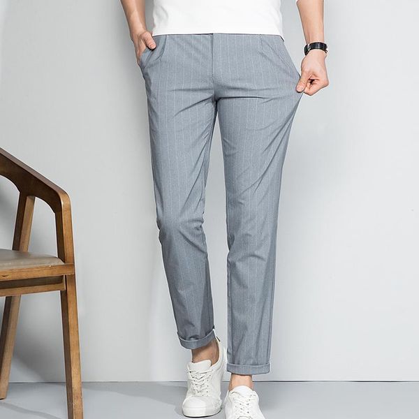 

men's pants 2021 style fashion mens spring summe stripe business trousers male leisure suit clothing plus size 28-40, Black