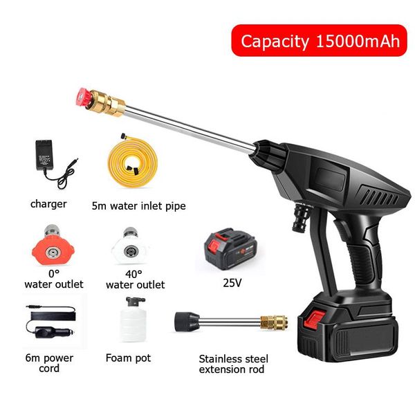 

15000mah 300w wireless high pressure car wash water gun portable washer foam generator with lithium battery