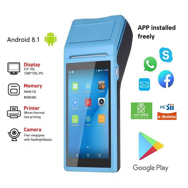 

printers android pda cash register with printing handheld terminal touch screen