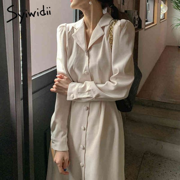 

syiwidii sashes dress for women office lady trumpet / mermaid long sleeve midi clothes plus size clothing beige party solid 210417, Black;gray