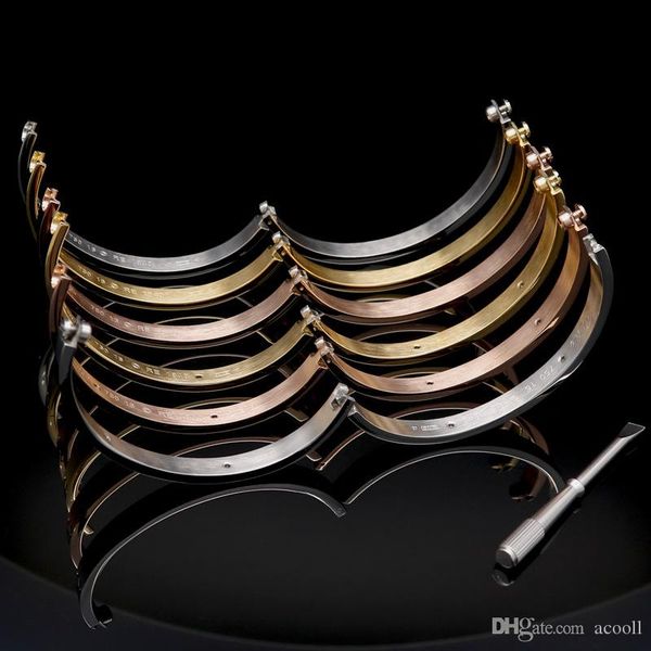 

316l titanium steel love bracelets silver rose gold bangles women men screw screwdriver bracelet couple jewelry, Black