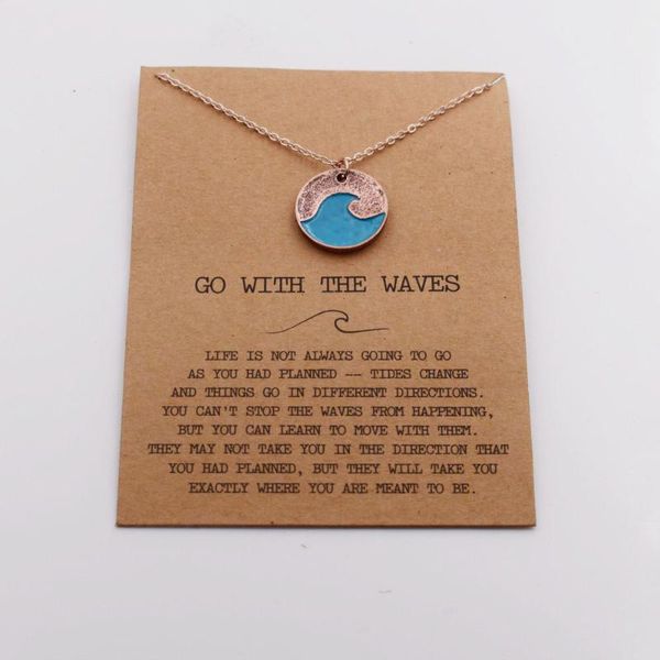 

pendant necklaces sanlan summer beach ocean blue wave necklace vacation jewelry, Silver