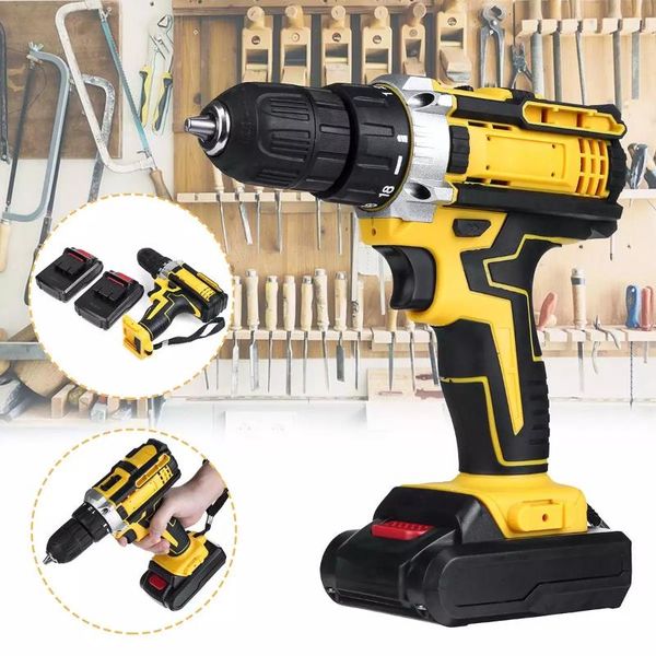 

professiona electric drills 48v variable 18-speed adjustment impact cordless drill screw screwdriver machine tool hammer 2 lithium battery