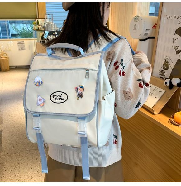

school bags estuaqueen multifunctional backpack teenage girl ring buckle portable travel bag female small schoolbag badge women backpacks