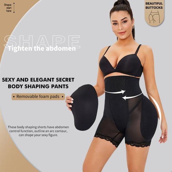 

women's shapers body shapewear women bupadded lifter panties high waist trainer underwear hip enhance booty shaper slimming sheath bell, Black;white