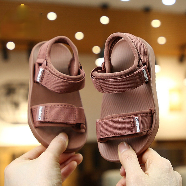 

summer new canvas sandals boys girls sandals solid color soft soled anti-slip children kids shoes summer beach sandals, Black;red
