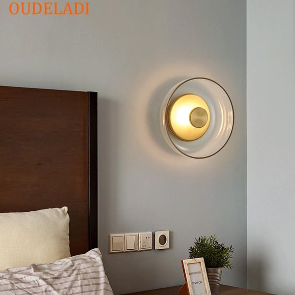 

wall lamp modern black gold sconce glass lampshade loft decorative indoor corridor led lights fixtures