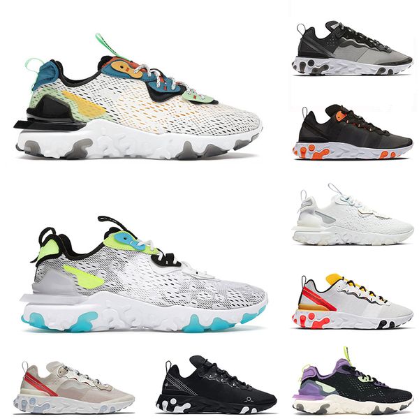 

2022 wholesale react vision element 55 87 men women running shoes triple black white schematic phantom laser orange tour yellow honeycomb tr