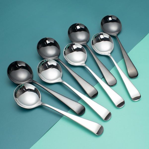 

spoons 4pcs kitchen tableware 304 stainless steel round soup spoon durable coffee teaspoons mixing