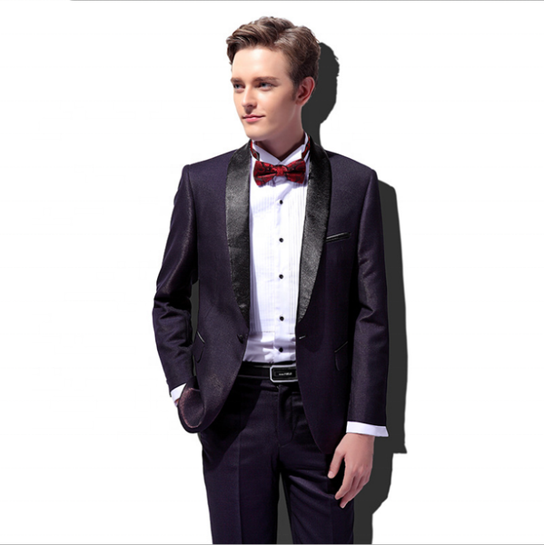 

men's suits & blazers purple for men prom party wedding tuxedos shawl lapel 2 pieces male set jacket pants fashion, White;black