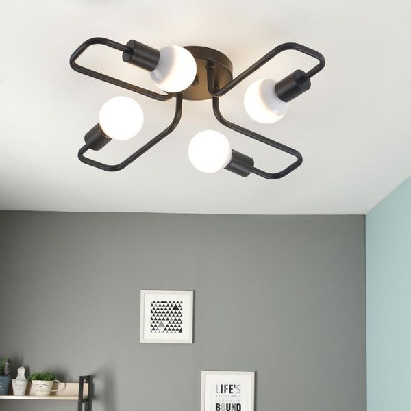 

ceiling lights creative retro lamps modern minimalist vintage black iron study bedroom living room lamp 4/6/8 heads chandeliers