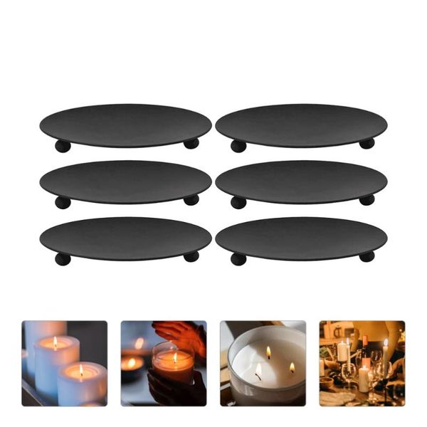 

6pcs iron candle plate tray support stand metal candlestick candles