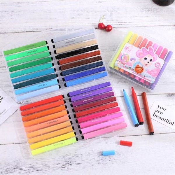 

9m2 children's watercolor set triangle bar large painting pens capacity primary school color pen brushbrush brushwashable environmental, Black;red