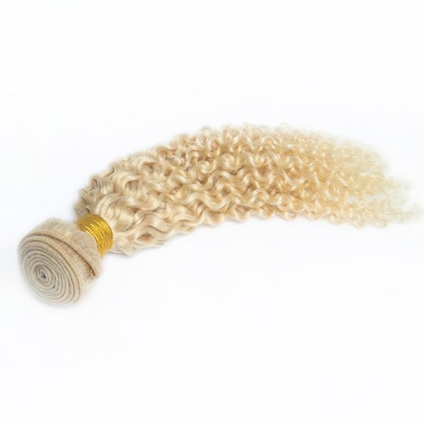 

#613 bleach blonde color human hair bundles 100gram weave 1pcs brazilian virgin kinky curly weave,no shedding, tangle free, Black
