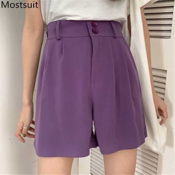 

summer office fashion suit shorts elastic waist zip-up workwear ladies straight women femme 210514, White;black