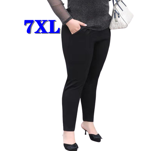 

plus size pants women clothing oversized trousers high waisted fashion office lady casual pantalones 5xl 6xl 7xl, Black