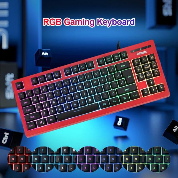 

keyboards backlight gaming keyboard mechanical feel 87 keys usb wired professional gamer for windows xp android