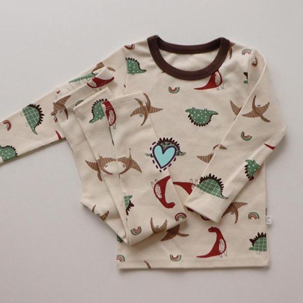 Новые Baby Boys Dinosaur Одежда наборы с длинным рукавом Футболка + брюки Установить Baby Girls Outfits Мультфильм Дети 2 шт. Костюм 210413