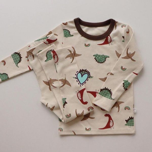 

new baby boys dinosaur clothes sets long sleeve t shirt + pants set baby girls outfits cartoon children 2 pieces suit 210413, White