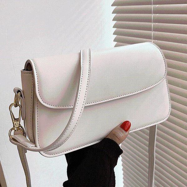 

evening bags simple leather shoulder for women vintage white flap crossbody bag girls bolsa female handbags designer messenger sac