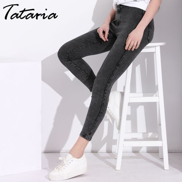 

tataria denim jeans women skinny blue ladies crochet woman high waist pants feminino pencil jean femme 210514