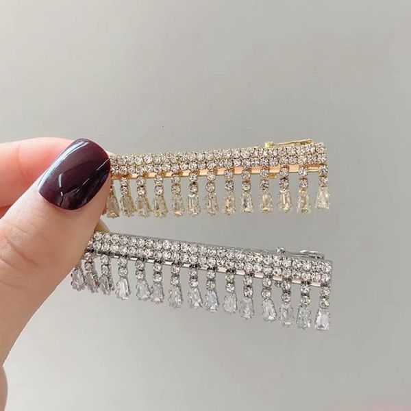 

70%off new water drop tassel zircon hairpin headdress korean net red banger duck beak clip hair ornament, Golden;silver