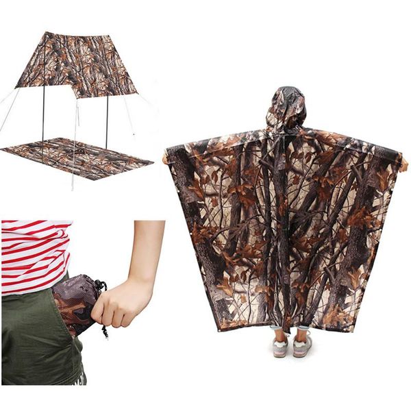 

outdoor pads 3 in 1 raincoat backpack rain cover rainwear hiking cycling poncho waterproof picnic mat travel camping tent awning