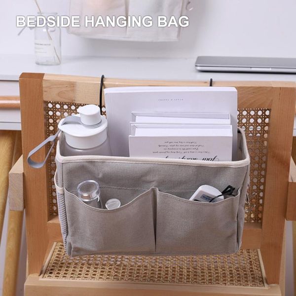 

glasses books space saving for bunk bedside storage bag canvas dorm rooms practical hanging organizer pockets home headboards boxes & bins