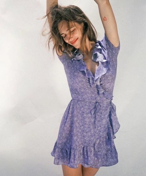 

dresses spring and casual summer women's holiday printed lace up dress with ruffle hem, Black;gray