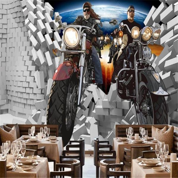 

wallpapers custom european 3d motorcycle brick industrial decoration restaurant background mural wall paper papel de parede