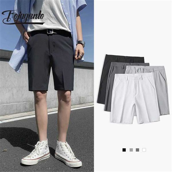 

men's shorts fojaganto korean straight knee-length suit pant solid summer casual thin loose mens, White;black