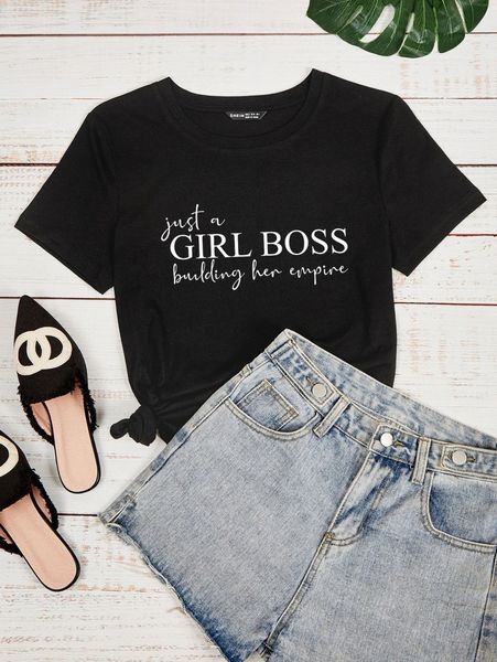 

slogan graphic short sleeve tee 437e#, White