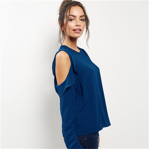 

fashion t-shirts 20212021 spring and autumn women's chiffon off shoulder top, White
