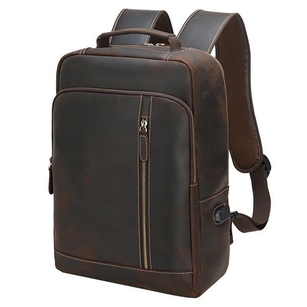 

backpack luxury leather retro men's computer natural travel cowhide