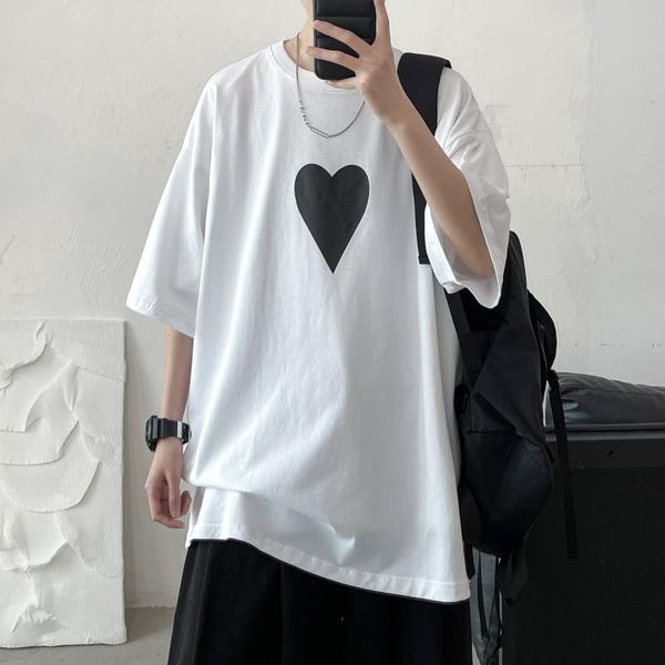

love short sleeve t shirt instagram trend contracted 2021 pure cotton white couples wear comfortable and breathabl men's t-shirts, White;black
