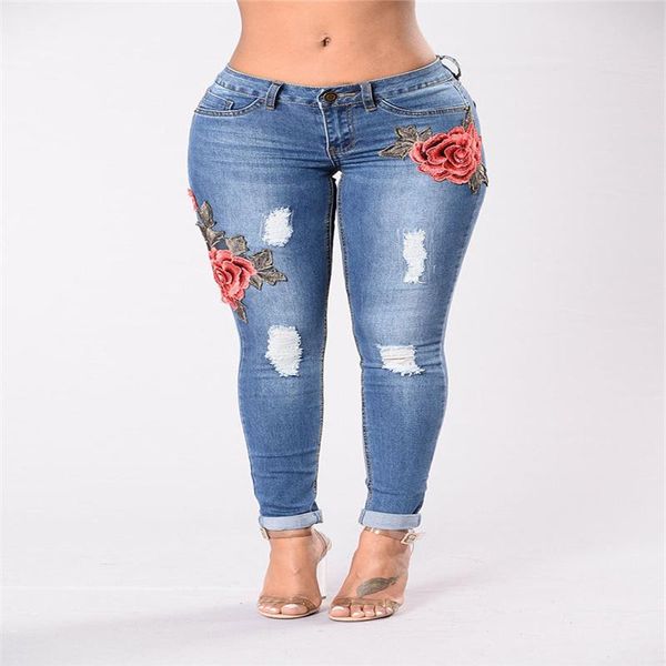 

supply hand-embroidered jeans leg stretch ladies trousers south american model in 2021 women's, Blue
