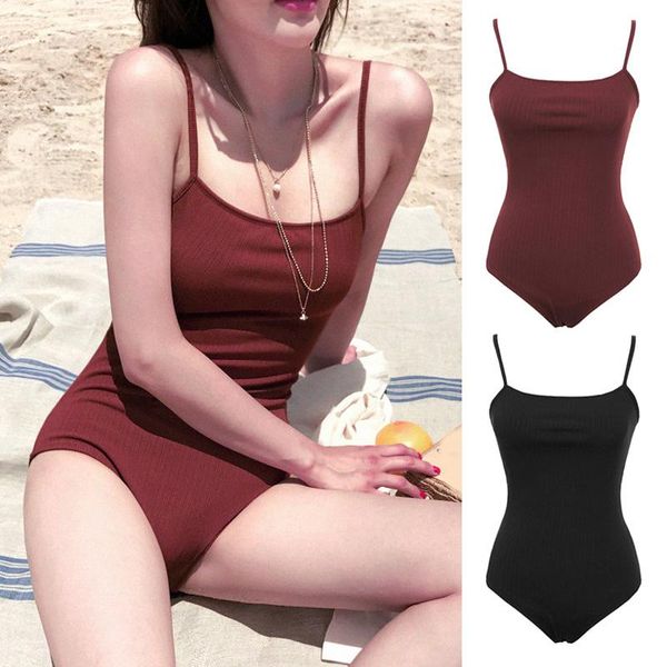 

one-piece suits 2021 women one piece swimsuit solid female elegant vintage monokini backless summer bathing swimwear