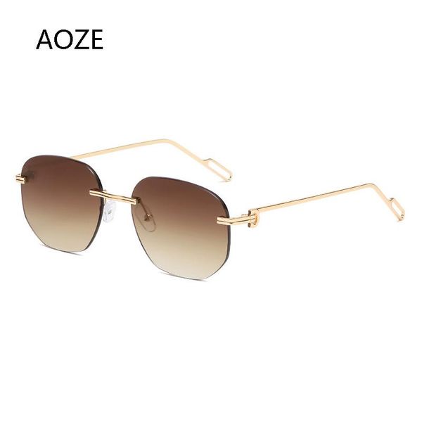 

sunglasses aoze 2021 classic women's cut-edge rimless men's fashion hip-hop trend brand design 3089, White;black