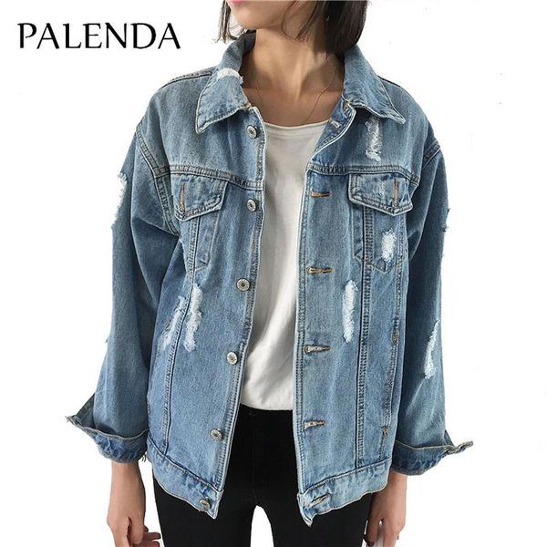 

women's jackets autumn and winter jeans coats women frayed, Black;brown