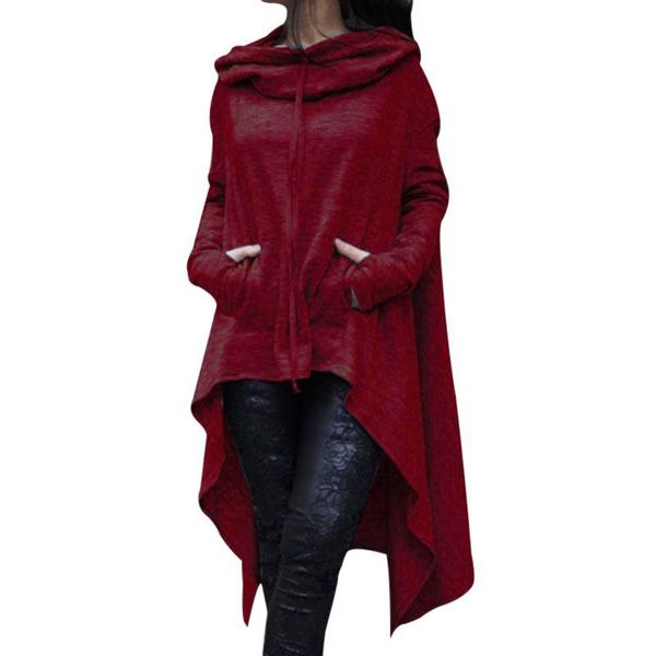 

women's hoodies & sweatshirts fashion sweatshirt women casual outwear hoody loose long sleeve mantle ladies irregular hooded cover pull, Black