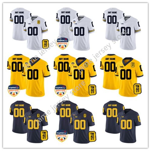 NCAA Playoff College Michigan Wolverines Football Jersey 10 Tom Brady 2 Charles Woodson 12 Cade McNamara 97 Aidan Hutchinson 5 Sainristil 30 Hill 3 Gary 5 Peppers