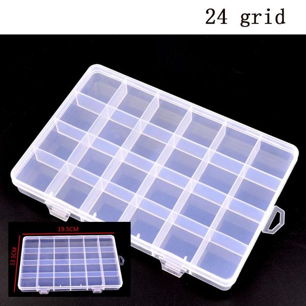 

storage boxes & bins plastic box practical adjustable 24 grids compartment jewelry earring bead screw holder case display organizer containe