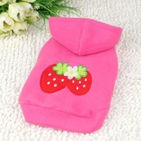 

dog apparel lovely pet puppy strawberry hoodies warm coat jacket clothes outfit clothing arrived