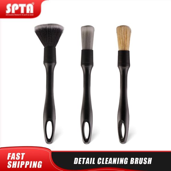 

car sponge spta 3 pcs plastic/wooden handle detailing brushes super dense soft mix color bristle for interior rims wheels cleaning