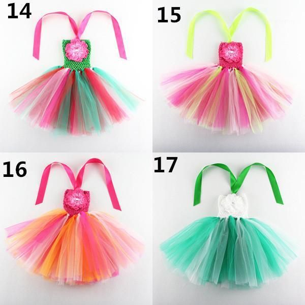 

girl's dresses colorful baby girls flower tutu dress infant 1layer crochet tulle with ribbon straps kids corset ballet tutus 30pcs/lot1, Red;yellow