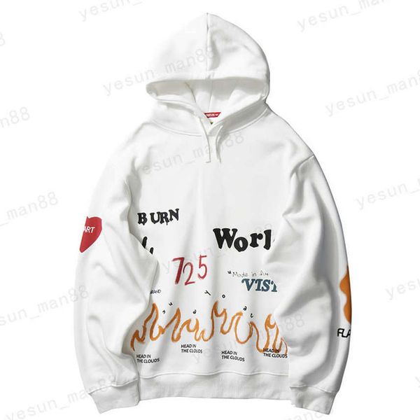 

harajuku men streetwear fire flame graffiti hip hop hoodie trui katoen fleece winter sweatshirt black