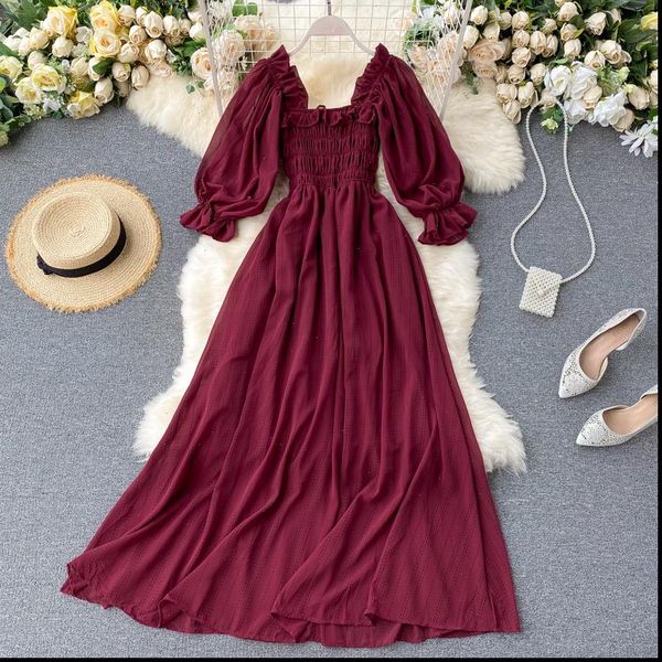 

long sleeve womens dresses party dress boho a line elegant autumn winter runway women vintage chic vestidos, Black;gray