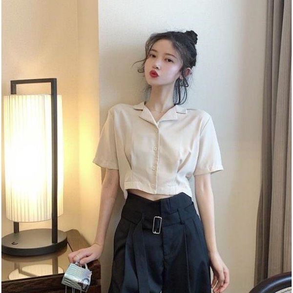 

women's t-shirt hong kong style shirt sense of design, White
