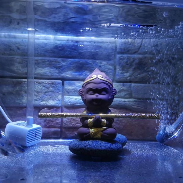 

ceramic monkey king figure aquarium decoration chinese legend warrier sun wukong for home garden fish tank ornament decorations